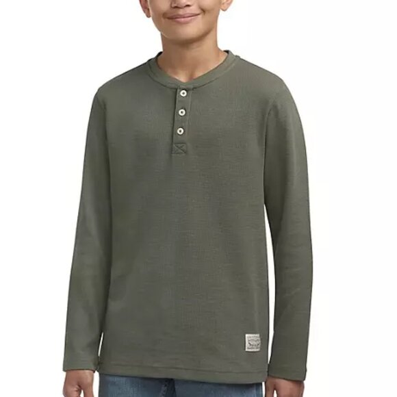 Levi's Boys Thermal Henley Long Sleeve‎ Tee - Picture 1 of 5